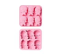 Stiesy 2 stampi in silicone a 6 cavità a forma di omino di pan di zenzero per uso alimentare, stampi in silicone per la produzione di cioccolato, caramelle, budino, fondente, gelatina, ghiaccio