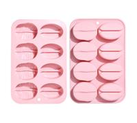 Stiesy 2 stampi in silicone a 8 cavità a forma di chicco di caffè, riutilizzabili, 3D, in silicone, per fondente, torte, caffè, cioccolato, sapone, caramelle, ghiaccio, artigianato creativo