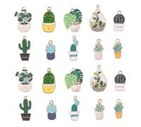 Stiesy 50 ciondoli smaltati a forma di pianta verde, 10 stili, a forma di cactus, aloe vera, per la creazione di gioielli e braccialetti