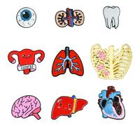 Stiesy 9 spille smaltate con organo umano a forma di cuore, scheletro, spille da bavero per Halloween, set di spille per cappelli, vestiti, zaini, borse, gioielli, artigianato, adatto per uomini,