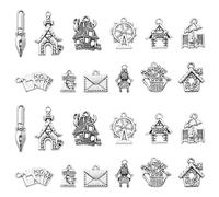 Stiesy Ciondoli in argento antico a tema animale in vari stili, ciondoli in argento tibetano per gioielli fai da te accessori, Nessun tipo di metallo