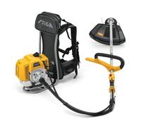 STIGA BC 555 Decespugliatori a scoppio a zaino - Motore a scoppio da 51,7cc, bretella a zaino, albero flessibile, manico ad anello, larghezza di taglio di 45 cm, testina Tap&Go a doppia linea e lama