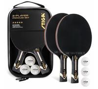STIGA Set da ping pong Premium per 2 giocatori: include 2 pagaie approvate ITTF, 3 palline bianche a 3 stelle e borsa per il trasporto
