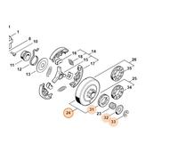 STIHL CAMPANA FRIZIONE CATENA 3/8 7 DENTI MOTOSEGA MS 362 400 ORIGINALE