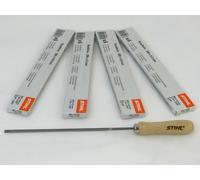 STIHL Lima Tonda 6 Pezzo Con Portalima Legno per Motosega Di 3,2 MM fino A 5,5