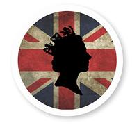 stika.co Adesivo in vinile con scritta "Queen's Platinum Jubilee Celebration", con sagoma della regina Elisabetta II, motivo: Union Jack, dimensioni: 200 x 200 mm
