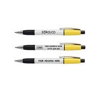 stika.co Penne promozionali stampate su ordinazione della presa di Semyr, penne personalizzate in gomma a sfera, ufficio, scuola, evento con il vostro testo/logo (campione, giallo)