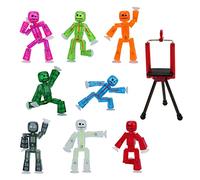 StikBot Zing - Set di 8 action figure trasparenti da collezione e treppiede per cellulare, per creare animazione stop motion, ideale per bambini dai 4 anni in su