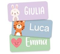 StiKiddo® 120 Etichette Adesive Personalizzate con Nome per Bambini - Sticker Personalizzati Ideali per Asilo e Scuola, per Abbigliamento e Oggetti, Prodotto in Germania - Beige