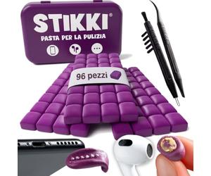 STIKKI Kit Pulizia Telefono e Cuffie - Pasta per la Pulizia con 2 Strumenti | Compatibile con iPhone e AirPods, kit pulizia smartphone e auricolari, strumento pulizia porta USB-C, senza residui, 96 pz
