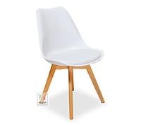 Stil Sedie - kit 4 Sedie Imbottite in Similpelle con Gambe in Legno, Sedie da Pranzo, Versatili e Antiurto, Modello Star (Bianco)