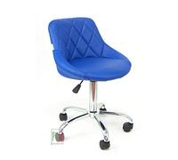 Stil Sedie - Poltrona Sedia Cameretta Girevole Modello GAIA In Velluto sedie da ufficio base in metallo cromato con ruote, da scrivania con schienale e regolabile in altezza colore Blu