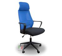 Stil Sedie Sedia da Ufficio, Poltrona Girevole, con Poggiatesta e Supporto Lombare, Girevole, Regolabile in Altezza in Rete Modello LAB (Blu)
