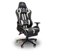 Stil sedie - Sedia poltrona da gioco gaming con poggiapiede braccioli Alfa Bianc