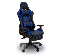 Stil sedie - Sedia poltrona da gioco gaming con poggiapiede braccioli Alfa Blu