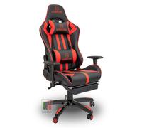 Stil sedie - Sedia poltrona da gioco gaming con poggiapiede braccioli Alfa Rosso