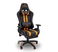 Stil Sedie - Sedia poltrona da gioco gaming con poggiapiede braccioli regolabili in altezza dx/sx schienale reclinabile a 180° on supporto lombare + poggiatesta modello Omega (arancione)