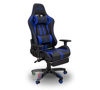 Stil Sedie - Sedia poltrona da gioco gaming con poggiapiede braccioli regolabili in altezza dx/sx schienale reclinabile a 180° on supporto lombare + poggiatesta modello Alfa (blu)