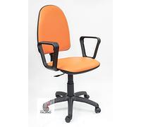 Stil Sedie - Sedia Poltrona Girevole Operativa Ergonomica Ufficio Scrivania in ecopelle con braccioli (ARANCIONE)