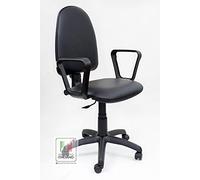 Stil Sedie - Sedia Poltrona Girevole Operativa Ergonomica Ufficio Scrivania in ecopelle con braccioli (NERO)