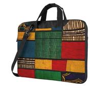 Stile africano Patchwork Stampa Laptop Cartella Del Computer Portatile Borsa Della Spalla Del Manicotto Del Computer Borse Per 13/14/15.6 Pollice, Nero , 14 inch