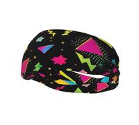Stile anni '80 e '90 geometrico rosa Stile anni '80 e '90 Triangoli geometrici bianchi, gialli e grigi Fascia sportiva per capelli alla moda Fascia elastica atletica per capelli per donne e uomini