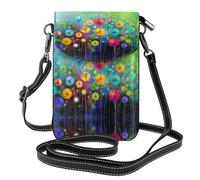 Stile astratto delle donne fiori variopinti stampato piccolo Messenger Bag con slot per carte di credito portafoglio mobile