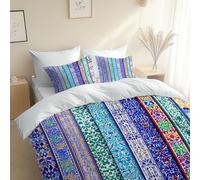 Stile Astratto Motivo Floreale Geometrico Set di Biancheria da Letto di, 220 x 240 cm, Bianco traspirante microfibra Copripiumino, Anallergico, con federe per adulti, ragazzi e ragazze