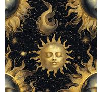 Stile Bohémien Carta da Parati Autoadesiva 0.52x5 m Dio del Sole Luna Pellicola Adesiva per Mobili Impermeabile Carta Adesivo Ispessita Opaco Sticker per Muro Cucina Armadio Cassetto e Scaffali