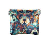 Stile Boho Primitive Dogs PU Leather Small Coin impermeabile Card Key Organizer per le donne