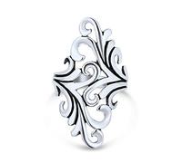 Stile Boho Sud Occidentale Natura Spirale Foglia Vite Anello Armatura Intero Dito Statement Gioielli Western Per Donna Teenager Argento Sterling .925 Ossidato