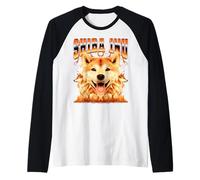 Stile Bootleg Shiba Inu Dog Anni '90 Maglia con Maniche Raglan
