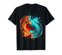 Stile buddista giapponese simbolo yin yang pesce koi Maglietta