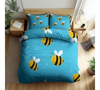 Stile Cartone Animato Copripiumino Policotone 150 x 220 cm, Set Copripiumino Morbido e Ipoallergenico, Insetto Ape 3 Pezzi Biancheria da Letto con 2 Federe 50 x 80 cm per Bambini e Adulti