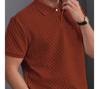 Stile casual quotidiano da uomo, polo a maniche corte con texture geometrica jacquard. Con patta con bottoni, perfetta per una vacanza in spiaggia alle Hawaii, come anche per festival musicali e uso q