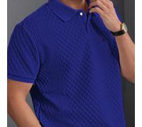 Stile casual quotidiano da uomo, polo a maniche corte con texture geometrica jacquard. Con patta con bottoni, perfetta per una vacanza in spiaggia alle Hawaii, come anche per festival musicali e uso q