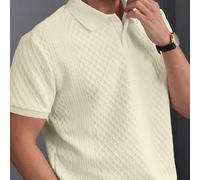 Stile casual quotidiano da uomo, polo a maniche corte con texture geometrica jacquard. Con patta con bottoni, perfetta per una vacanza in spiaggia alle Hawaii, come anche per festival musicali e uso q