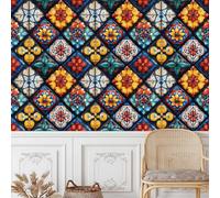 Stile Ceramica Carta da Parati Rimovibile Autoadesiva Geometrico Floreale Impermeabile Ispessita Opaco Pellicola Adesivo Mobilia Decorativo Rullo Sticker per Cucina Camera da Letto Bagno 0.52x5 m