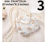 Stile Cinese Borsa Tracolla a Tracolla Perla Finta Catena Fiore Ricamato