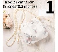 Stile Cinese Borsa Tracolla a Tracolla Perla Finta Catena Fiore Ricamato