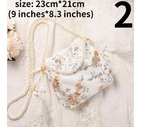 Stile Cinese Borsa Tracolla a Tracolla Perla Finta Catena Fiore Ricamato
