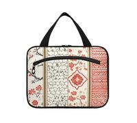 Stile cinese Fiori Elegante Striscia Rosso Appeso Kit da toilette da viaggio con gancio, Designer Essenziale Hanging Toiletry Bag per i viaggiatori Palestra bolsas para maquillaje de Mujer L