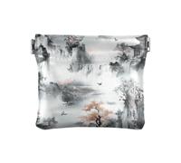 Stile cinese Lanscape Pittura A Inchiostro Moda Cuoio DELL'UNITÀ di elaborazione Piccola Moneta Unico Borse Cosmetiche per la Borsa per