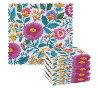 Stile cinese ricamato Daisy Flower Print asciugamani da cucina e strofinacci 6 Pack assorbente asciugamano decorativo toallas de microfibra para limpieza 11x11 pollici