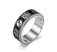 Stile cinese vintage nove parole verità rotante decompressione anello in acciaio inox anello allevia l'ansia Cina-Chic titanio acciaio mano gioielli