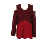 Stile & Co Cranberry Colore Nero Blocchi di Girocollo Cold-Shoulder Maglione