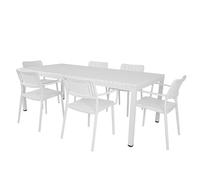 Stilé Collection Set Tavolo Da Esterno In Polietilene Con 6 Sedie Impilabili Design Moderno Ideale Per Giardino Terrazzo E Patio (Bianco)