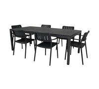 Stilé Collection Set Tavolo Da Esterno In Polietilene Con 6 Sedie Impilabili Design Moderno Ideale Per Giardino Terrazzo E Patio (Grigio Antracite)