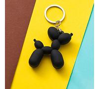 Stile coreano 3 colori palloncino cane 1 pz ciondolo fai da te stereo portachiavi gomma morbida PVC cartone animato portachiavi bel regalo auto interno, Nero