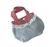 Stile coreano Dolce Pizzo Trim Top Handle Bag Vintage Color Bloccaggio Design Spazioso Interno Borsa Per Le Donne Uso Quotidiano Borsa Con Manico Superiore Con Dettagli In Pizzo, Fiocco Azzurro, One